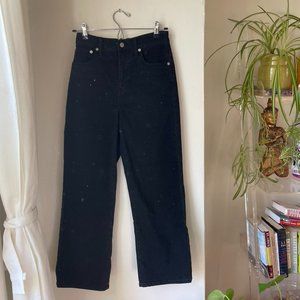 Madewell Wide Leg Black Denim Stretch